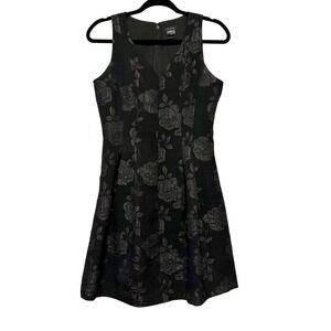 Ann Taylor Soft Goth Floral Jacquard Dress Womens Sz 0 Elegant Cocktail Feminine